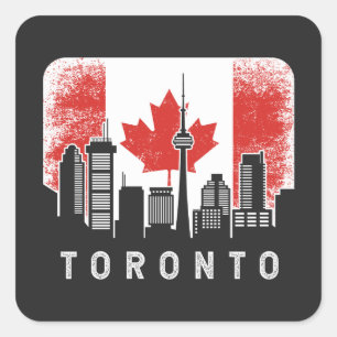 Toronto Canada Skyline  vlag Vierkante Sticker