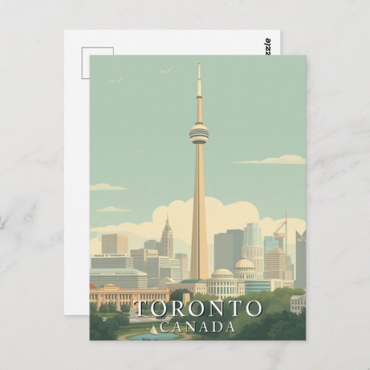 Toronto, Canada Stad Retro Kunst Briefkaart (Voorkant / Achterkant)