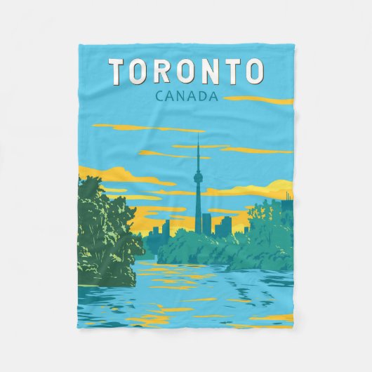 Toronto Canada Travel Art Vintage Fleece Deken (Voorkant)