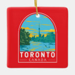 Toronto Canada Travel Art Vintage Keramisch Ornament<br><div class="desc">Toronto retro vector reisontwerp. Toronto,  de hoofdstad van de provincie Ontario,  is een belangrijke Canadese stad langs de noordwestelijke oever van het Ontariomeer.</div>