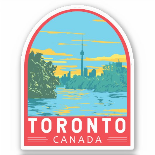 Toronto Canada Travel Art Vintage Sticker (Voorkant)