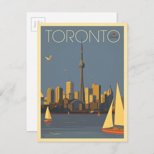 Toronto, Canada | Veldlijn met zeilboten Briefkaart (Voorkant / Achterkant)