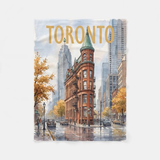 Toronto Canada Vintage Reis Fleece Deken (Voorkant)