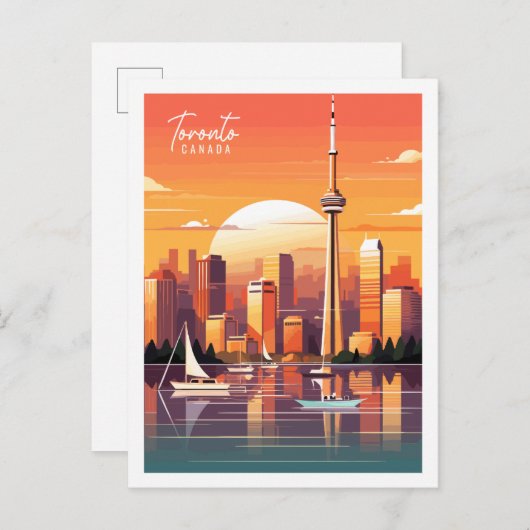 Toronto Canada vintage reisillustratie Briefkaart (Voorkant / Achterkant)