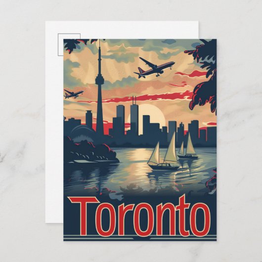 Toronto Canada Vintage Retro Reizen Illustratie Briefkaart (Voorkant / Achterkant)