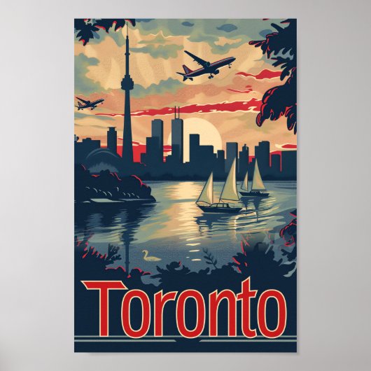 Toronto Canada Vintage Retro Reizen Illustratie Poster (Voorkant)