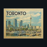 Toronto Canada Vintage Travel Briefkaart<br><div class="desc">Toronto Canada ontwerp in Vintage Travel-stijl met het uitzicht van de GN-toren en de skyline van de stad met de haven vooraan.</div>