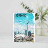 Toronto Canada Vintage Travel Waterverf Briefkaart (Staand voorkant)