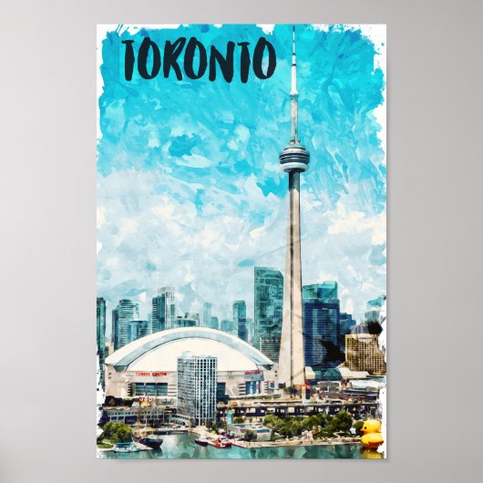 Toronto Canada Vintage Travel Waterverf Poster (Voorkant)