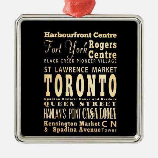 Toronto City of Canada Typography Art Metalen Ornament (Voorkant)