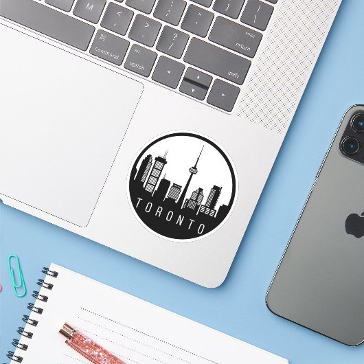 Toronto City Skyline Sticker (Laptop met iPhone)
