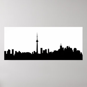 toronto cityscape canada stadsymbool zwarte silhou poster