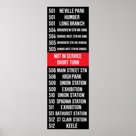 Toronto CLRV/ALRV Streetcar Rollsign Poster (Voorkant)