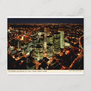 Toronto CN Tower Uitzicht Vintage Nacht Silhouet Briefkaart