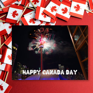 Toronto CN Tower Vuurwerk Happy Canada Day Kaart
