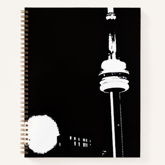 Toronto CN Tower zwart-wit vector Notitieboek (Voorkant)