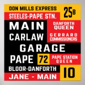 Toronto East End TTC Bus Rollsignbings Poster (Voorkant)