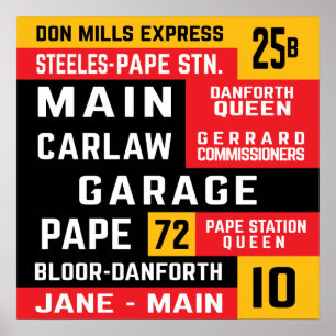 Toronto East End TTC Bus Rollsignbings Poster