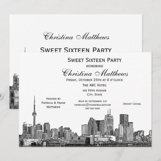 Toronto Etch DIY BG Kleur Sweet 16 Wit Kaart (Voorkant / Achterkant)