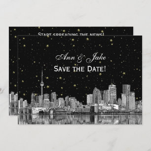 Toronto Etch Starry DIY BG Color Save the Date Blk Kaart