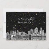 Toronto Etch Starry DIY BG Kleur Save the Date Zwa Kaart (Voorkant)