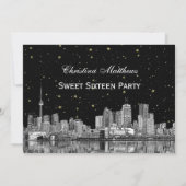 Toronto Etch Sterren DIY BG Kleur Sweet 16 Blk Kaart (Achterkant)
