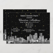 Toronto Etch Sterren DIY BG Kleur Sweet 16 Blk Kaart (Voorkant / Achterkant)