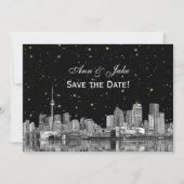 Toronto Ets Ster DIY BG Kleur Bewaar de Datum Zwar Kaart (Voorkant)