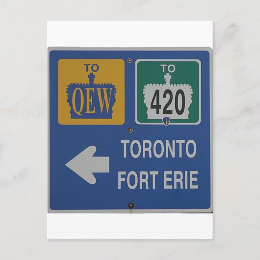 Toronto, Fort Erie Canada Road Sign Briefkaart (Voorkant)