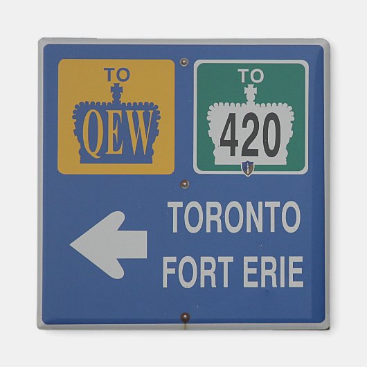 Toronto, Fort Erie Canada Road Sign Magneet (Voorkant)