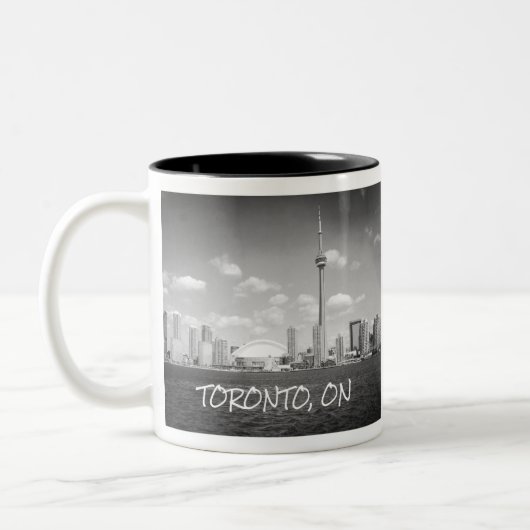 Toronto Greyscale Cityscape Tweekleurige Koffiemok (Links)