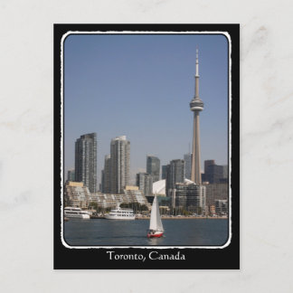 Toronto Harbour Skyline met Red Boat en grens Briefkaart