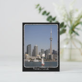 Toronto Harbour Skyline met Red Boat en grens Briefkaart (Staand voorkant)