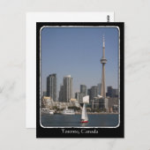 Toronto Harbour Skyline met Red Boat en grens Briefkaart (Voorkant / Achterkant)