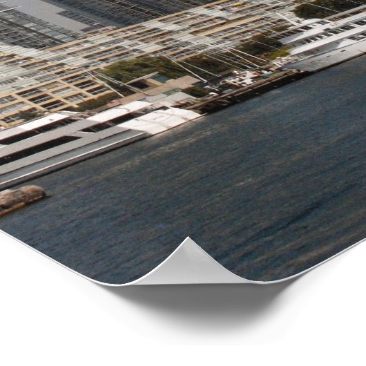 Toronto Harbour Skyline met Red Boat Poster (Hoek)