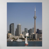 Toronto Harbour Skyline met Red Boat Poster (Voorkant)