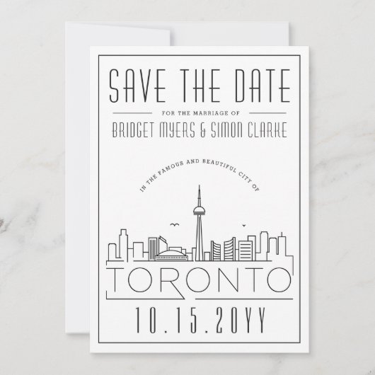 Toronto Huwelijk Gestileerde Silhouet Save the Dat Kaart (Voorkant)