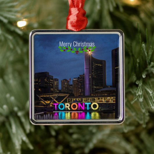 Toronto Kleurrijke Skyline Metalen Ornament (Boom)
