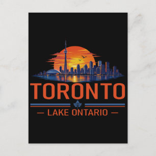 Toronto Lake Ontario Zonsondergang Silhouet Kunst Briefkaart