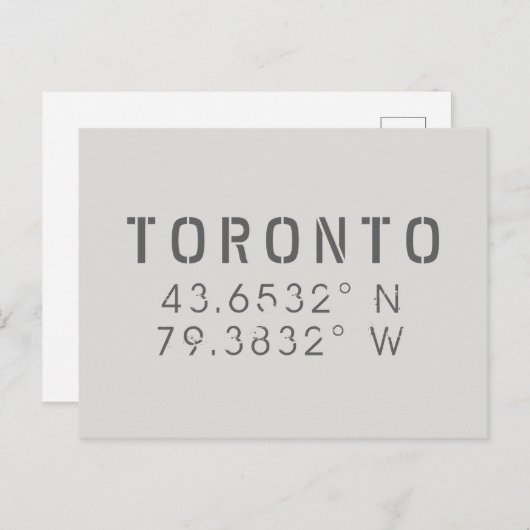 Toronto Latitude-Briefkaart Briefkaart (Voorkant / Achterkant)