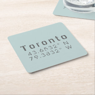 Toronto Latitude & Lengtegraad Kartonnen Onderzetters