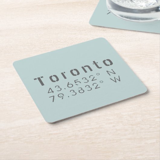 Toronto Latitude & Lengtegraad Kartonnen Onderzetters (Schuin)