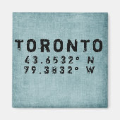 Toronto Latitude Longitude Denim Magnet (Voorkant)