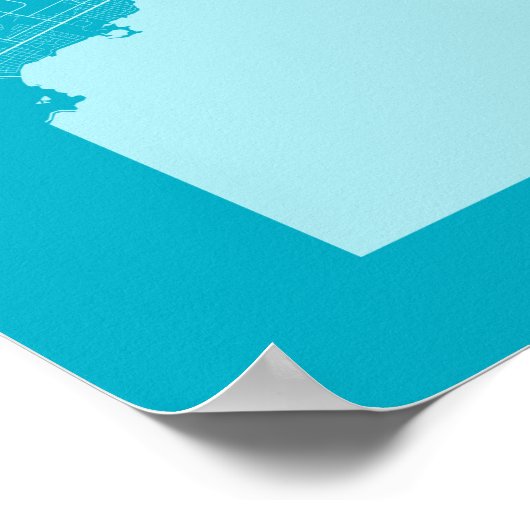 Toronto Light Blue City Map Poster (Hoek)