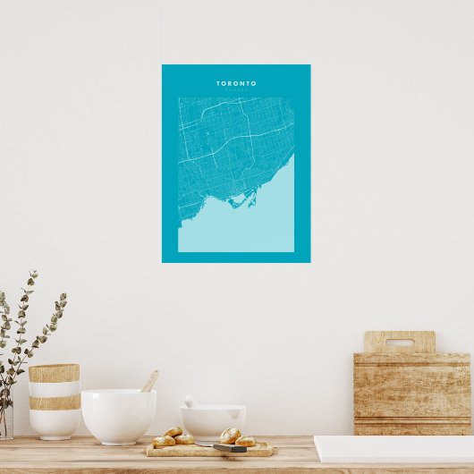 Toronto Light Blue City Map Poster (Keuken)