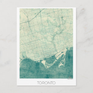 Toronto Map Blue Waterverf Briefkaart