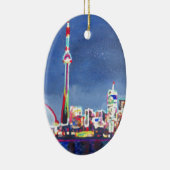 Toronto Neon Shimmering Skyline met CN Tower Keramisch Ornament (Rechts)