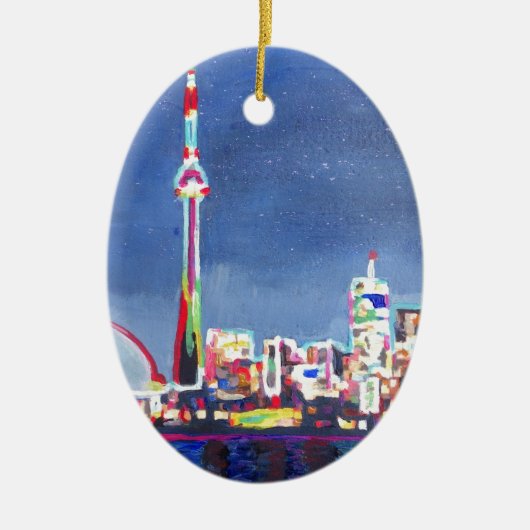 Toronto Neon Shimmering Skyline met CN Tower Keramisch Ornament (Voorkant)