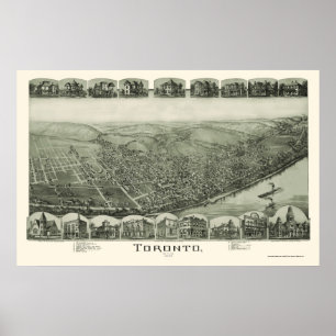 Toronto, OH Panoramic Map - 1889 Poster