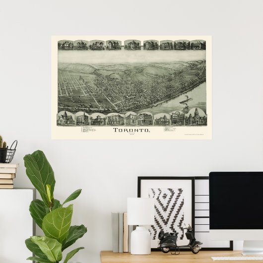 Toronto, OH Panoramic Map - 1889 Poster (Thuiskantoor)